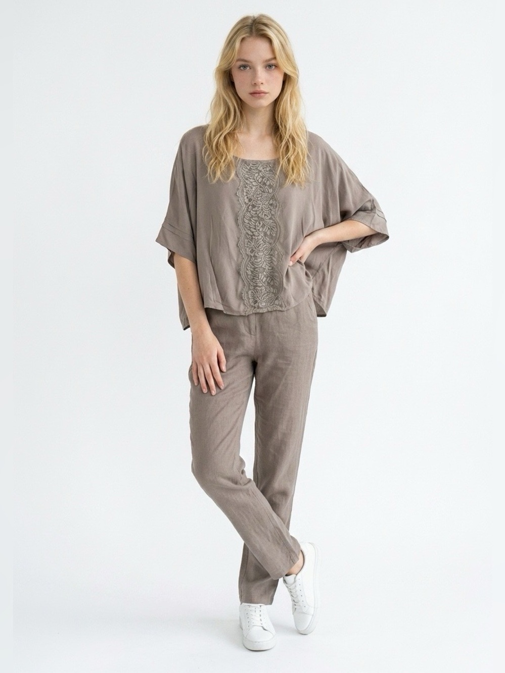 Pins and Needles Small Poncho Style Top Lightweight Lace Detail Boho Batwing
